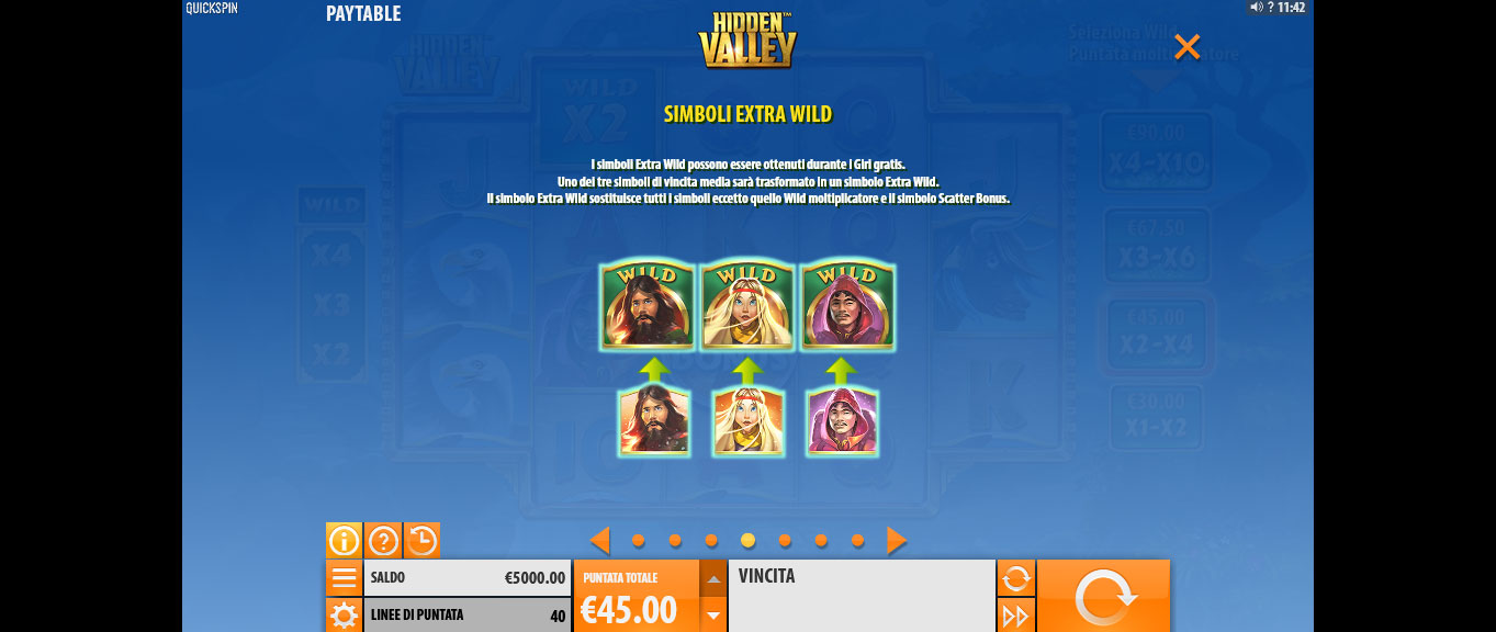 paytable della slot machine hidden valley