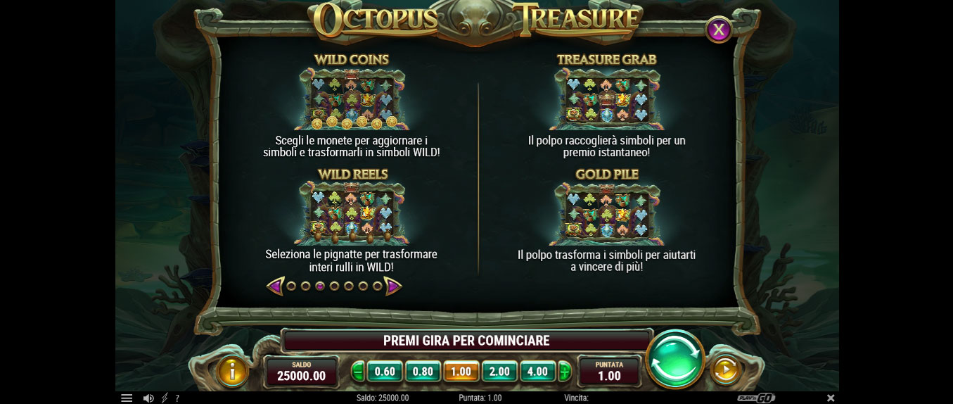 tabella dei pagamenti della slot online octopus treasure