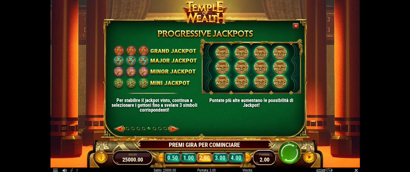 tabella dei simboli della slot machine temple of wealth