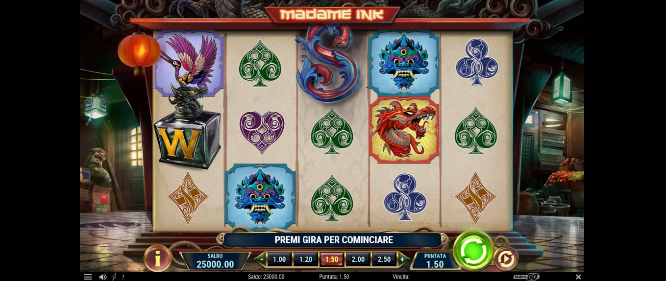 schermata del gioco slot online madame ink
