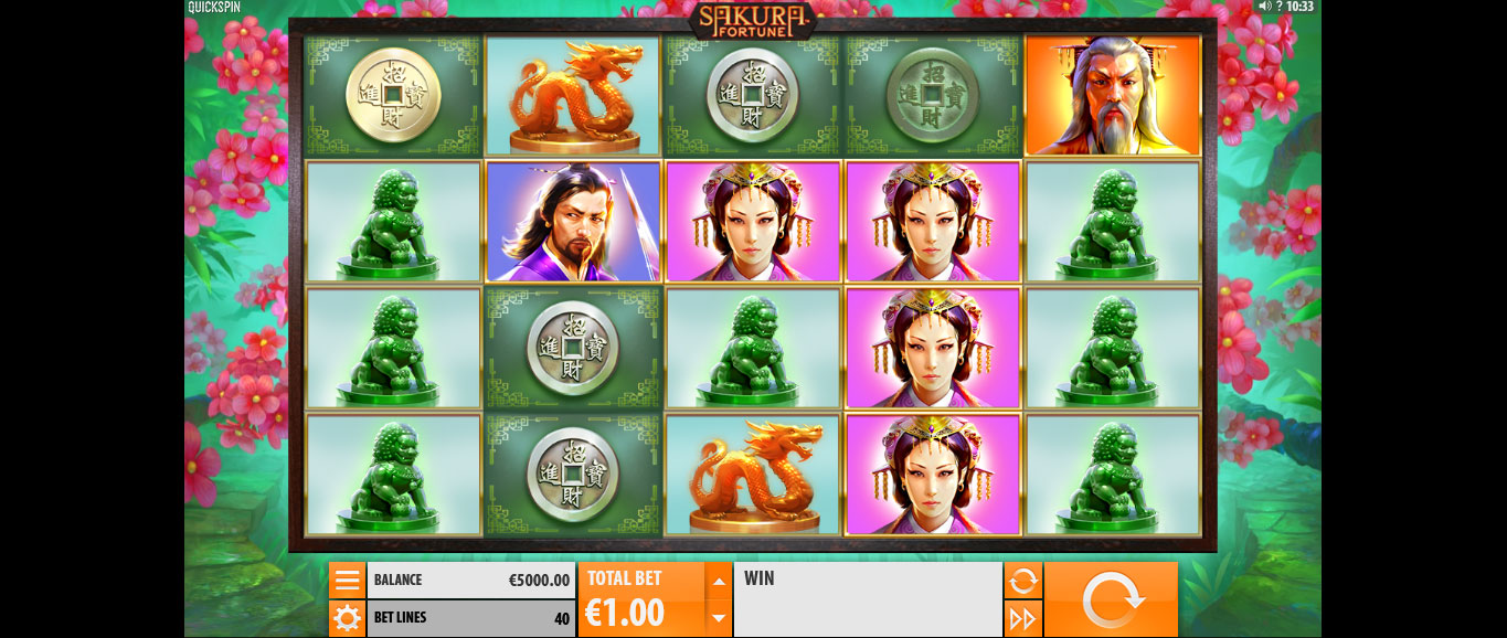 interfaccia di gioco della slot machine sakura fortune