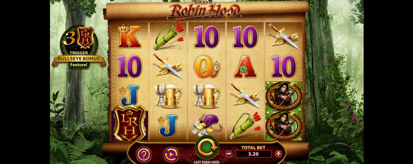 schermata di gioco della slot online lady robin hood