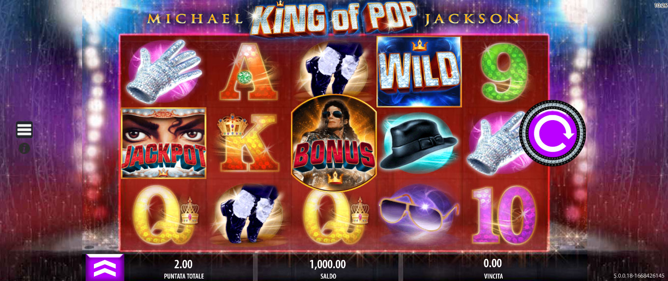 griglia di gioco della slot machine michael jackson king of pop