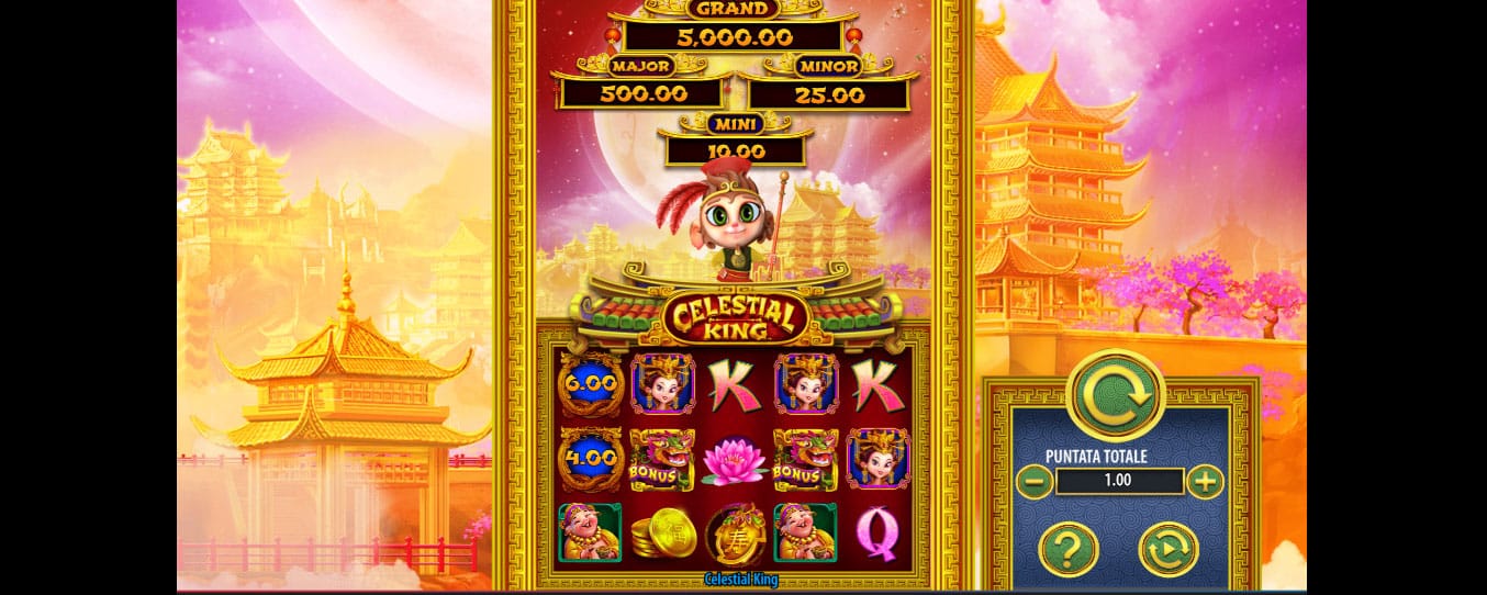 schermo del gioco slot online celestial king