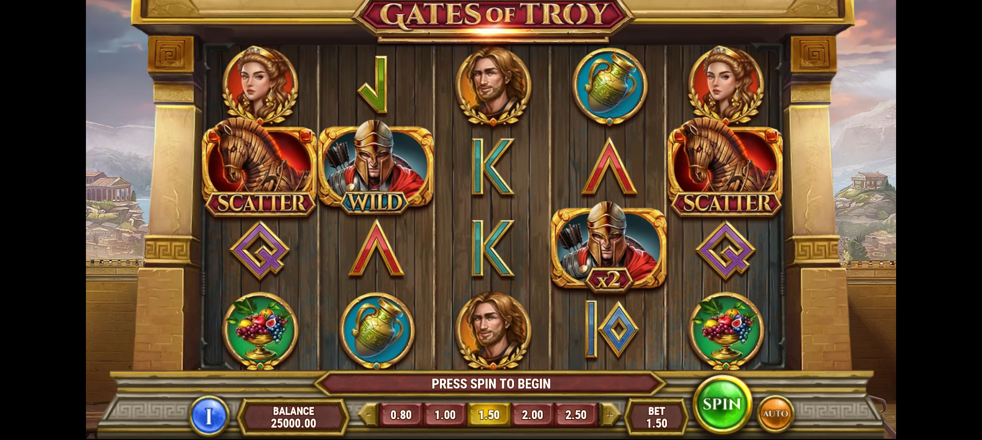 schermata del gioco slot machine gates of troy