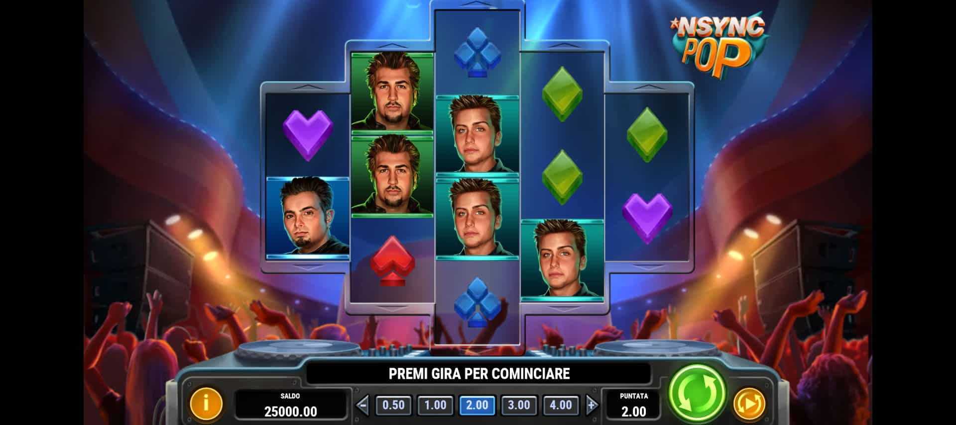 schermata del gioco slot machine nsync pop