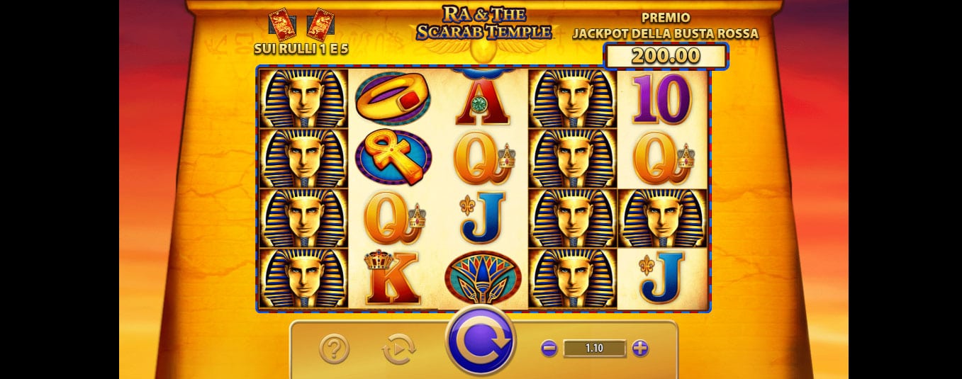 schermata del gioco slot online ra & the scarab temple