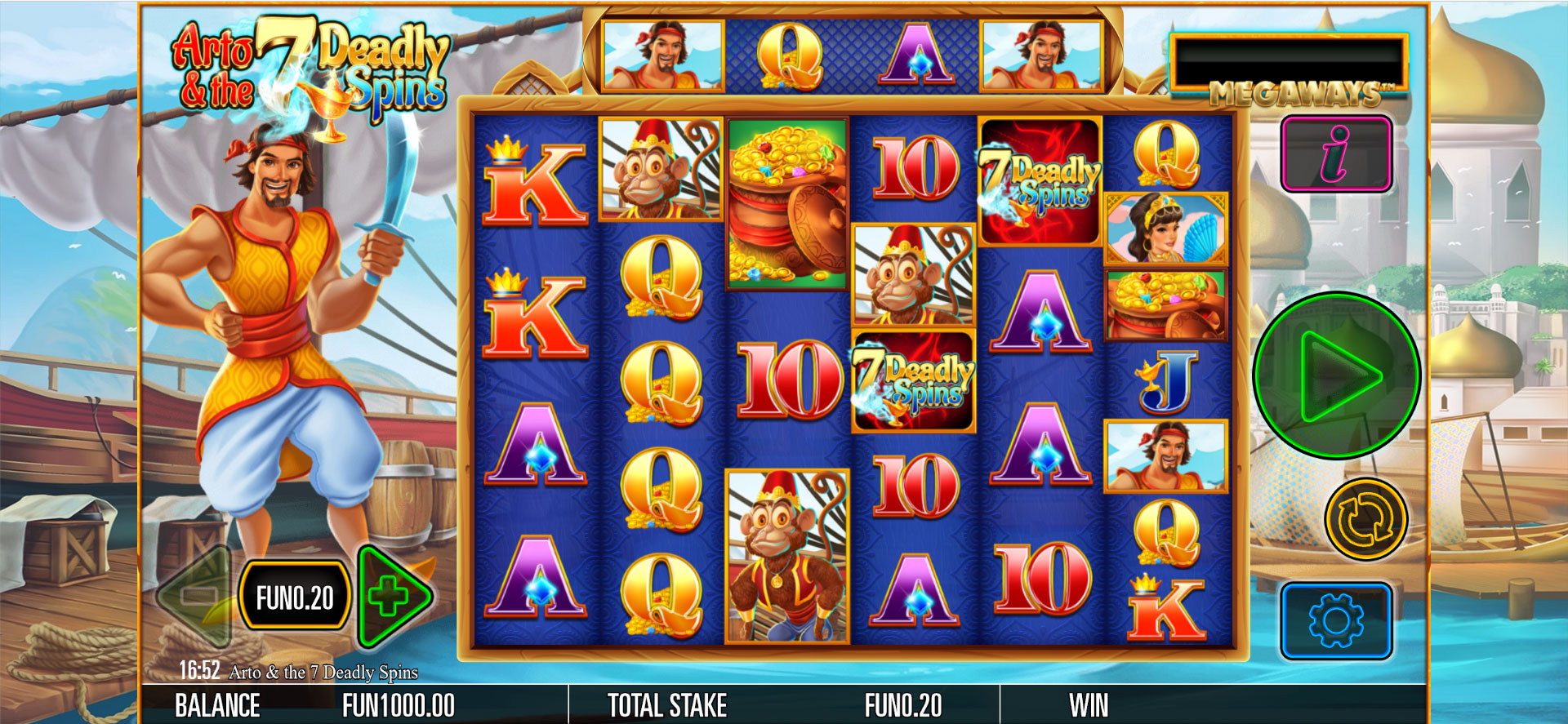 schermata del gioco slot online arto and the seven deadly spins megaways
