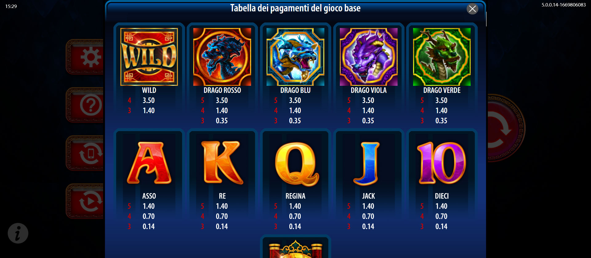 paytable della slot online dragon spin