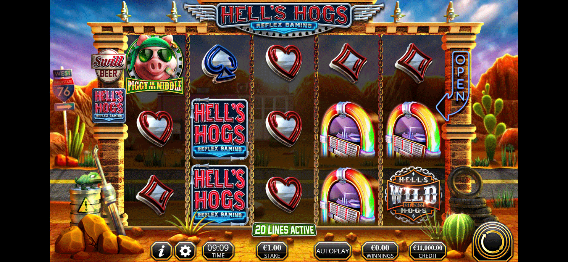 schermata del gioco slot machine hell's hogs