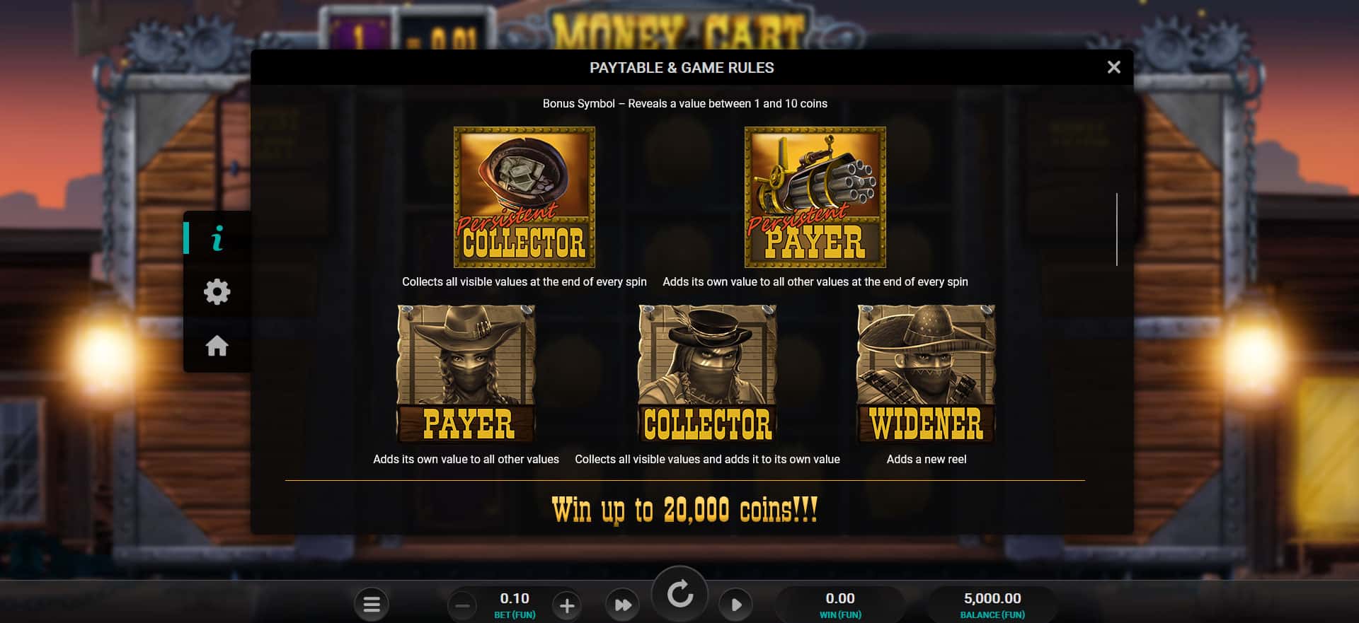 tabella dei simboli della slot machine money cart