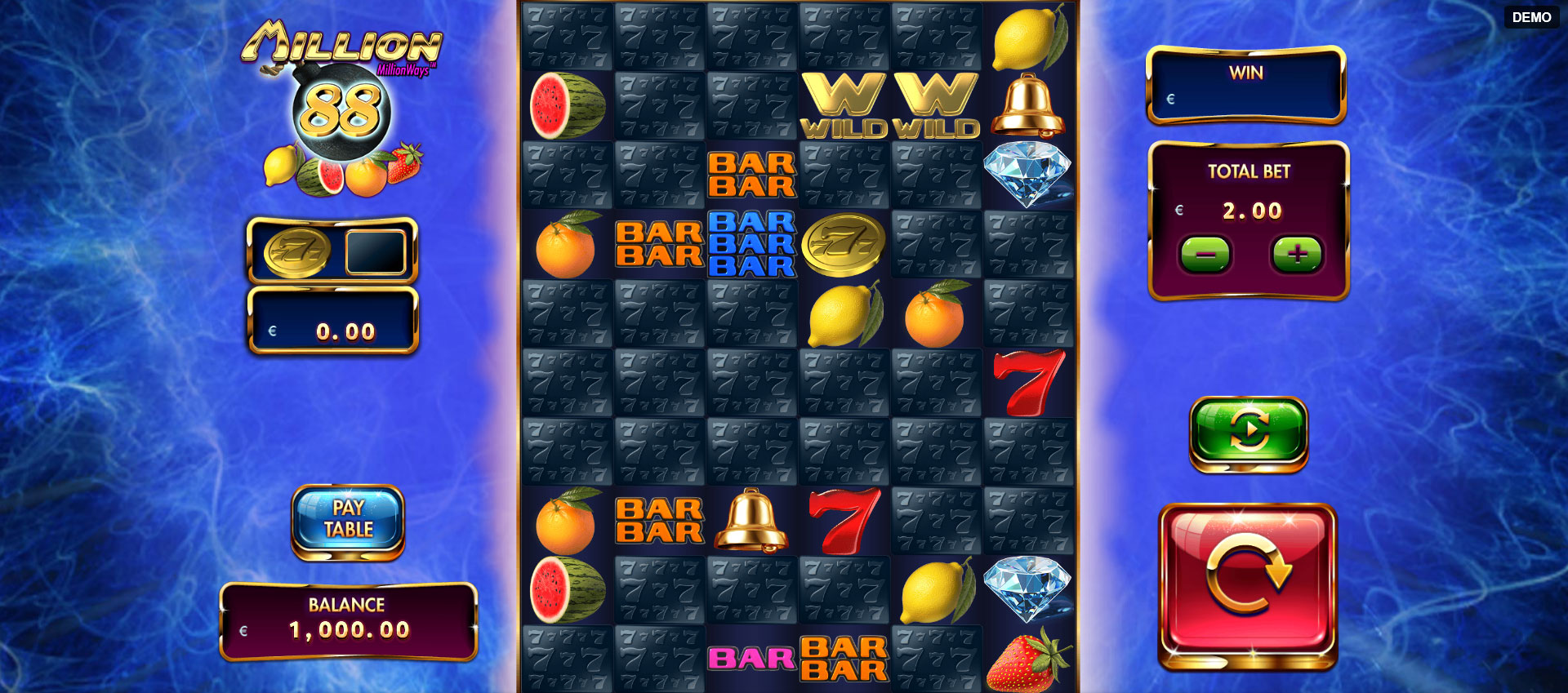 schermata del gioco slot online million 88