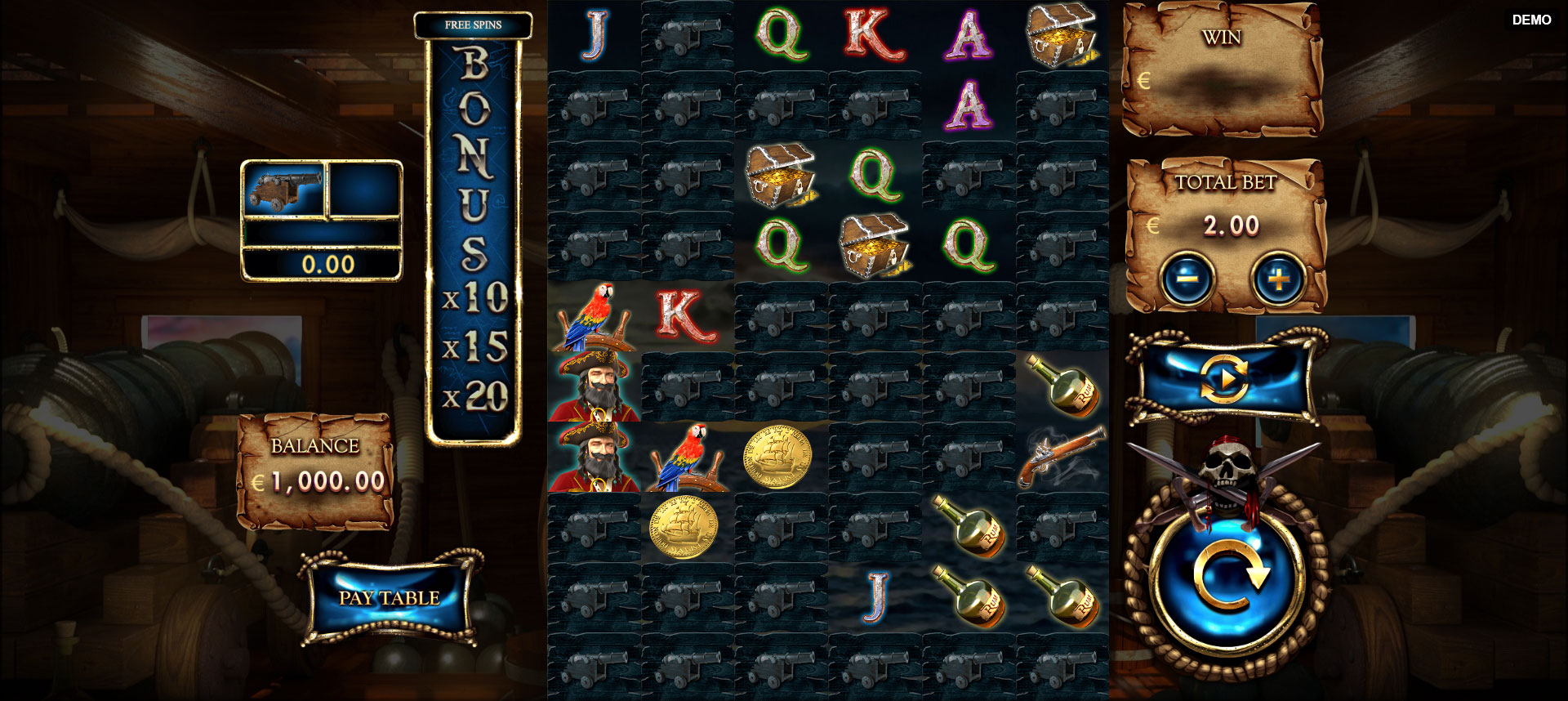 schermata del gioco slot online parrot bay