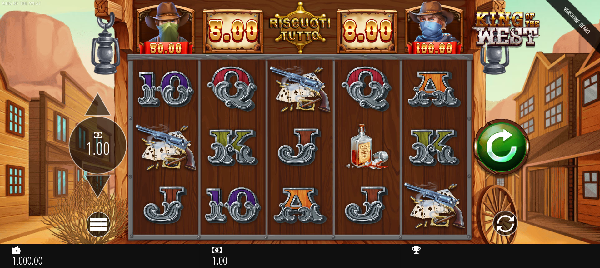 schermata del gioco slot machine king of the west