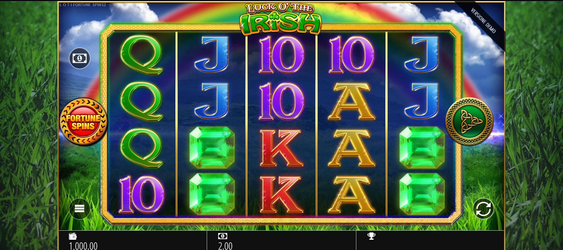 griglia di gioco della slot online Luck O’ the Irish Fortune Spins 2