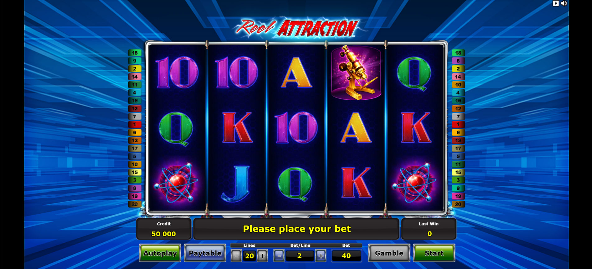 griglia del gioco slot online Reel Attraction