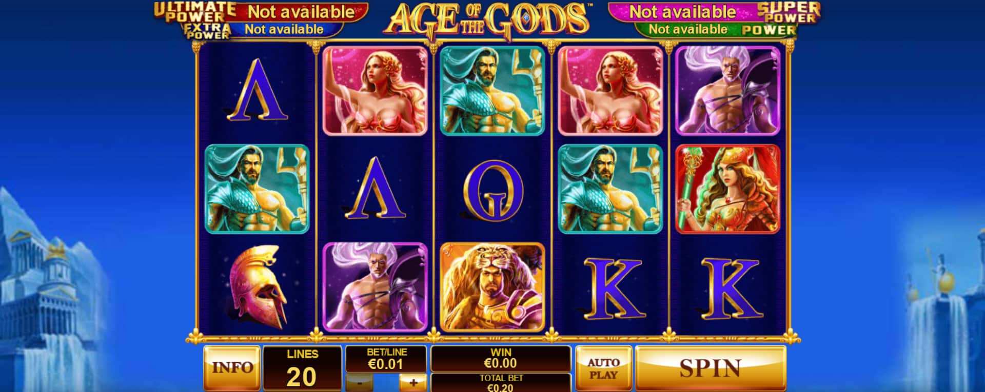 griglia di gioco della slot machine age of the gods