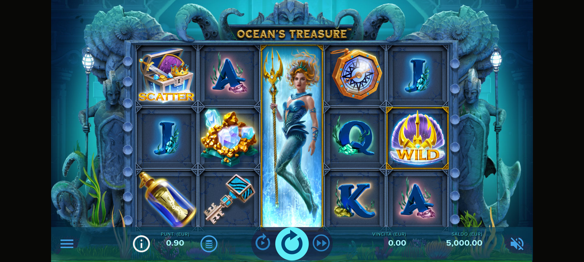 griglia del gioco slot online Ocean's Treasure